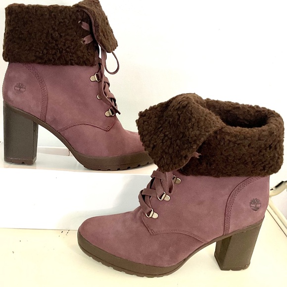 Timberland Purple Camdale Fleece Fold Down Boots Size 9.5 - Picture 2 of 14